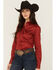 Image #2 - Shyanne Women's Solid Long Sleeve Button-Down Stretch Riding Shirt, Chilli, hi-res