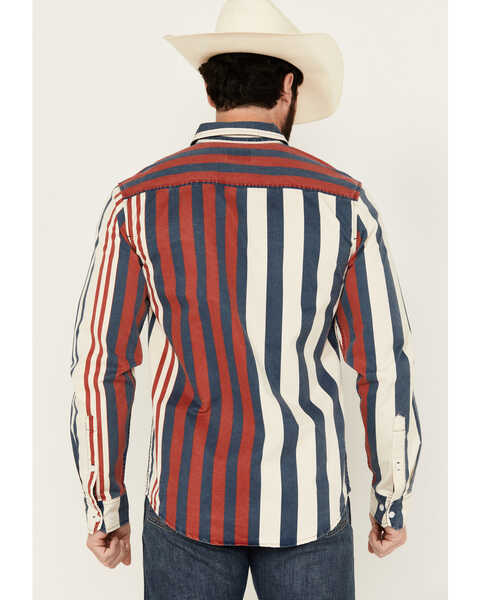 Image #4 - Kimes Ranch Men's 1992 Serape Striped Long Sleeve Button-Down Western Shirt , Red/white/blue, hi-res