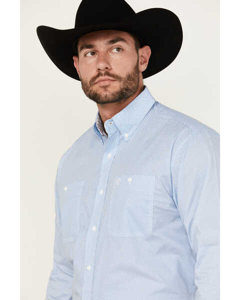 Image #2 - George Strait by Wrangler Men's Diamond Geo Print Long Sleeve Button-Down Stretch Western Shirt , Blue, hi-res