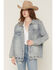 Image #1 - Azalea Wang Women's Light Wash Embellished Button-Down Denim Jacket, Light Wash, hi-res