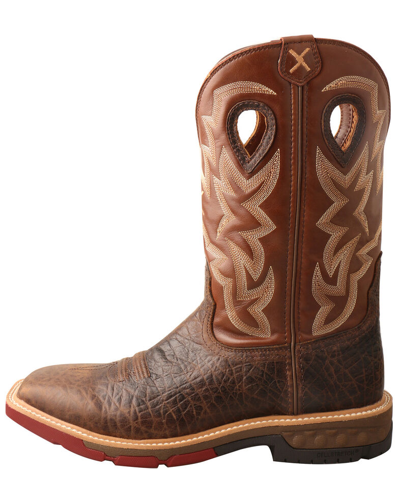 Twisted X Men's Brown Western Work Boots - Soft Toe, Brown, hi-res