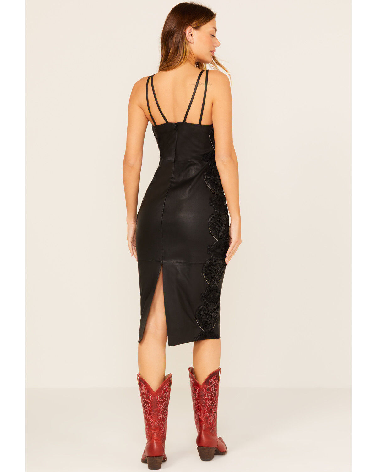 Image #5 - Wonderwest Women's Studded Leather Midi Dress, Black, hi-res