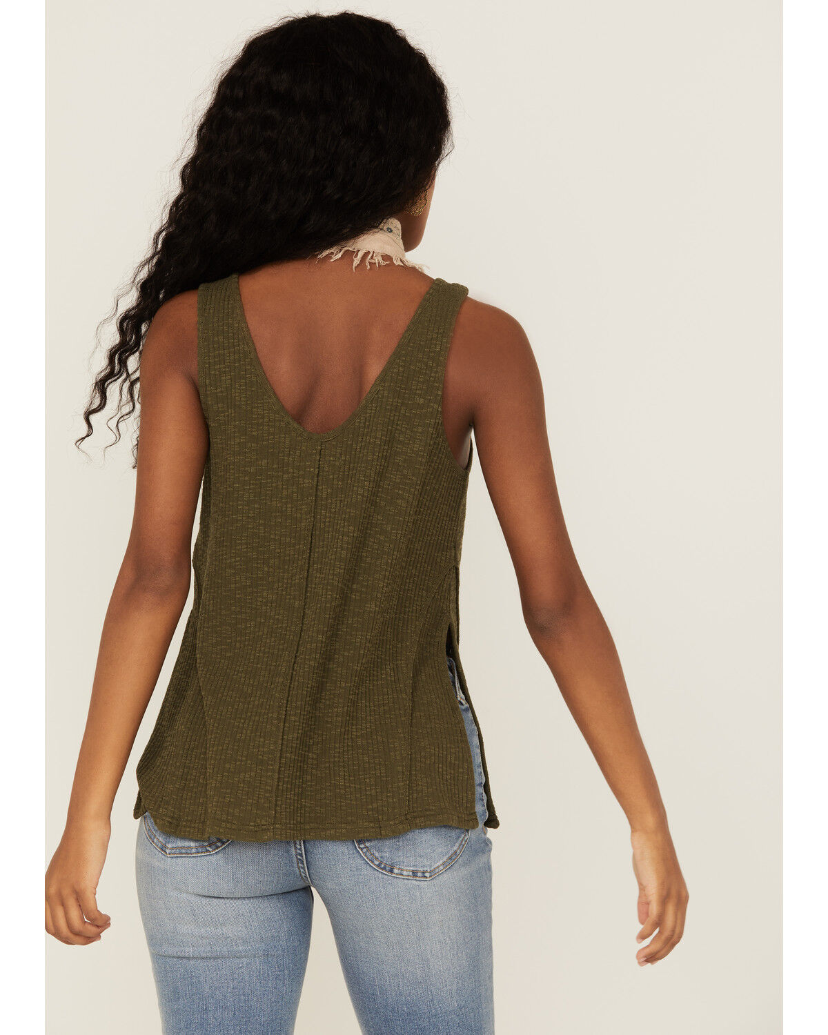 Image #4 - Cleo + Wolf Women's Olive Relaxed Button Front Slub Tank, Olive, hi-res