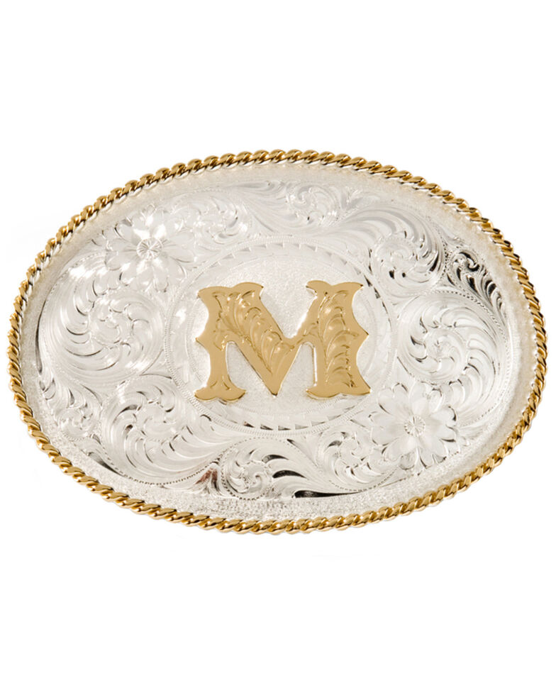 Montana Silversmiths Initial "M" Buckle, Silver, hi-res