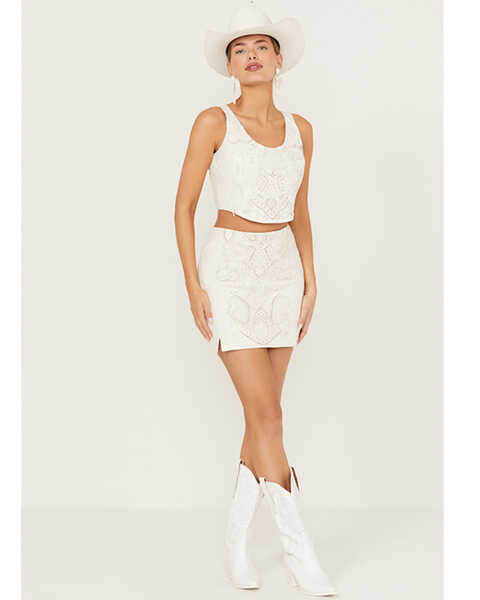 Wonderwest Women's Soutache Mini Skirt, White, hi-res