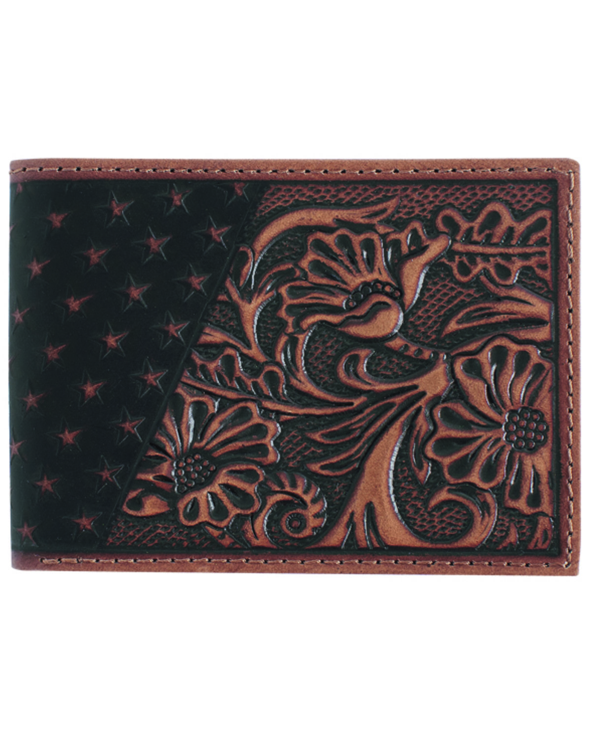 Image #1 - Cody James Men's Americana Tooled Leather Bifold Wallet, Brown, hi-res