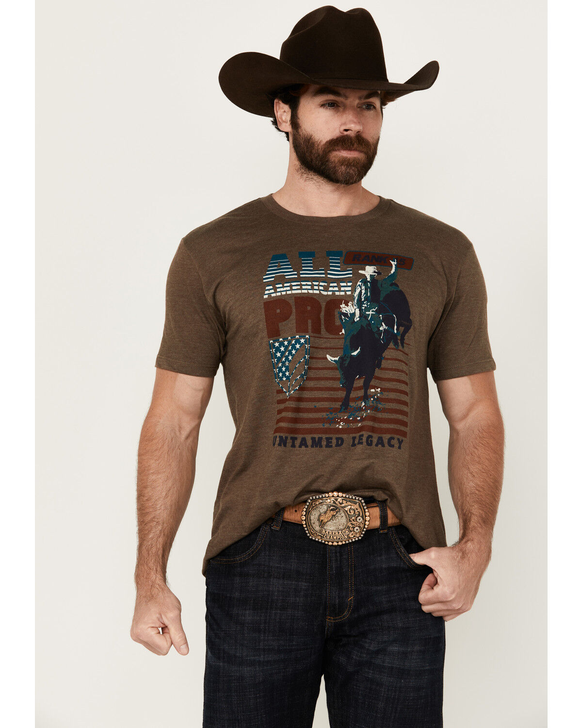 Image #1 - RANK 45® Men's All American Pro Short Sleeve Graphic T-Shirt, Brown, hi-res