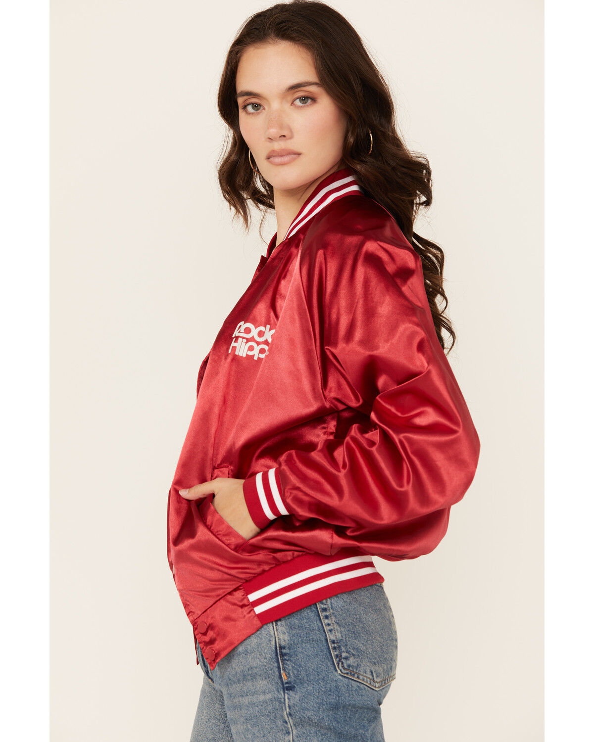 Image #2 - Rodeo Hippie Women's Country Club Bomber Jacket, Red, hi-res