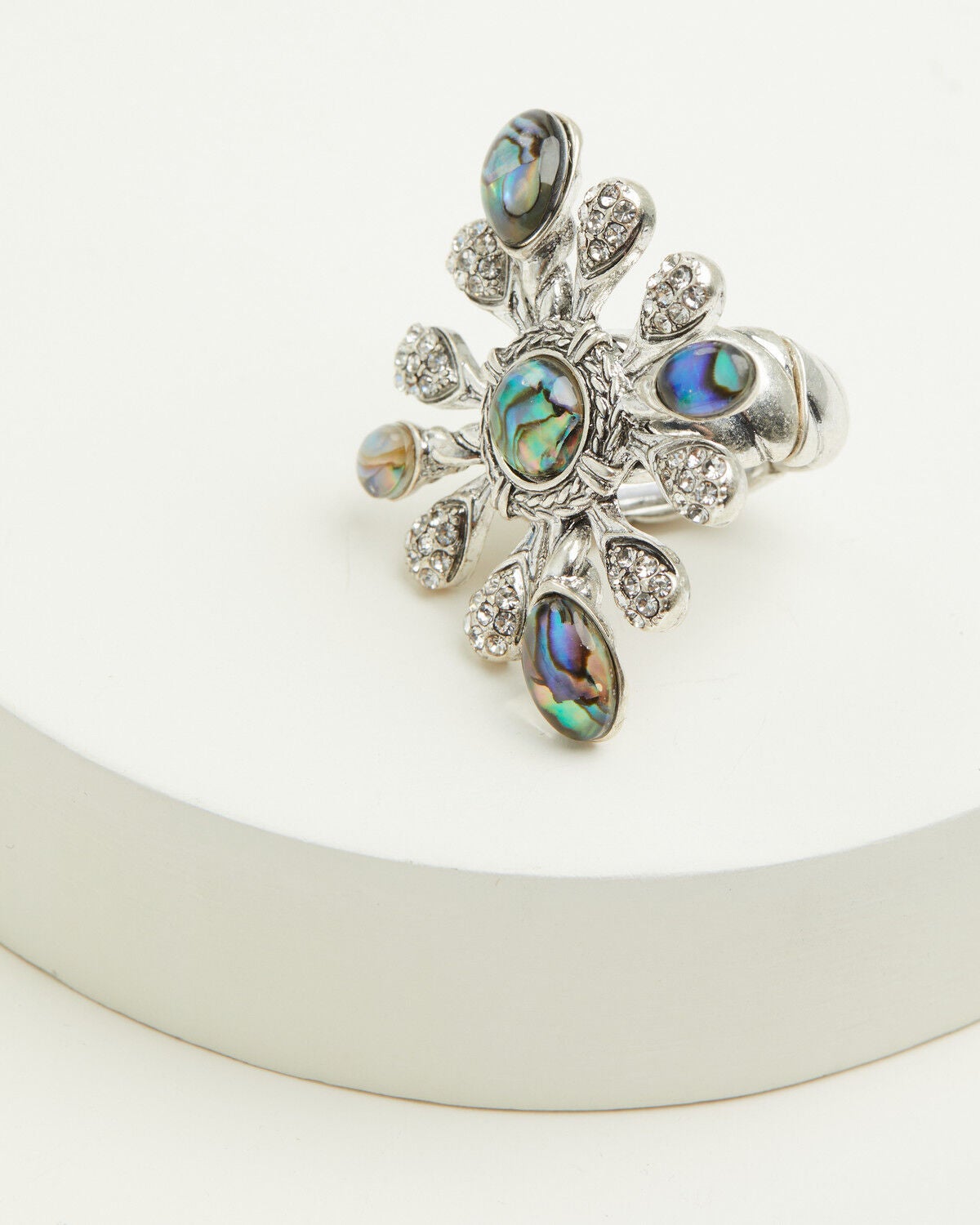 Image #2 - Lainey Wilson Women's Adjustable Burst Stone Ring, Silver, hi-res