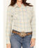 Image #3 - Wrangler Retro Women's Boot Barn Exclusive Plaid Print Long Sleeve Pearl Snap Western Shirt, Light Blue, hi-res