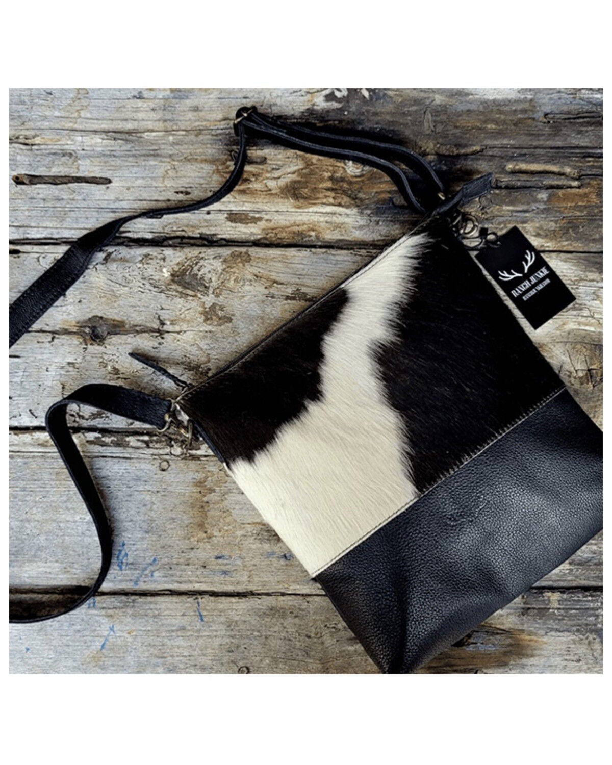Image #3 - Ranch Junkie Women's Highlands Cowhide Large Crossbody Bag, Black, hi-res