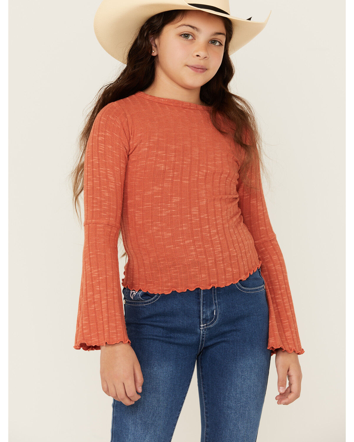 Image #1 - Shyanne Girls' Willow Long Sleeve Rib Shirt, Dark Pink, hi-res