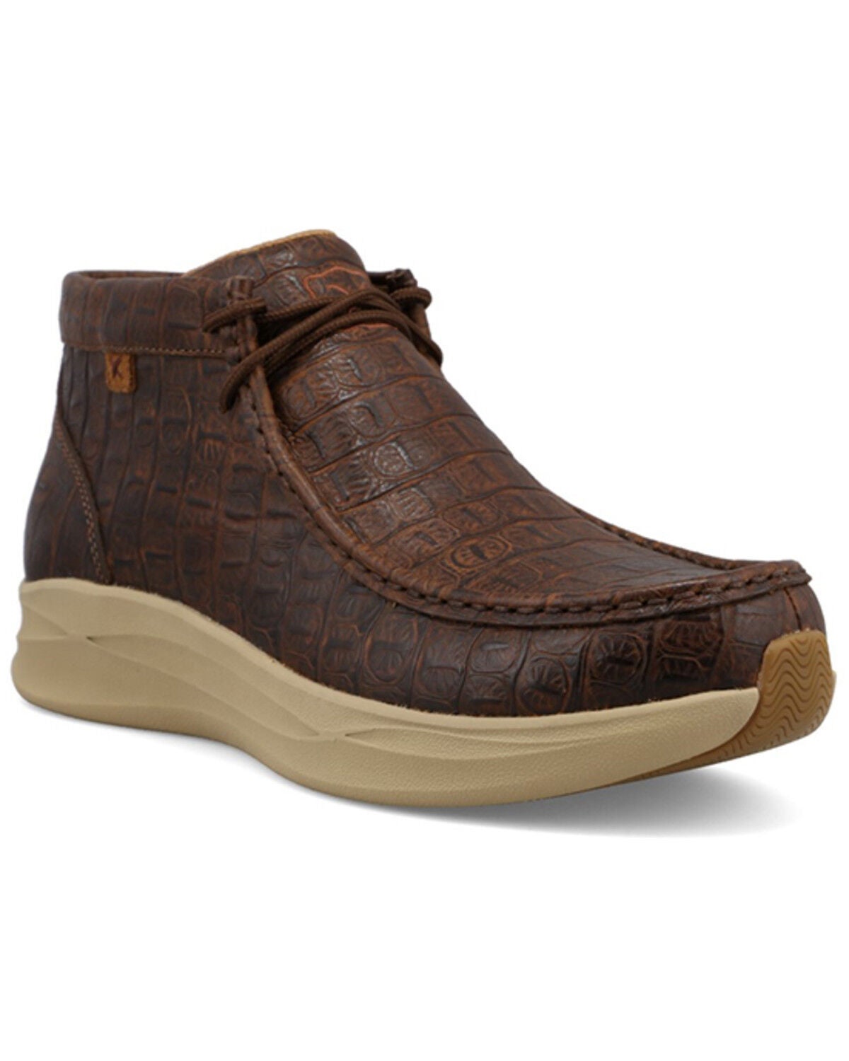 Twisted X Men's Feather X&trade; Caiman Print Casual Shoes - Moc Toe, Brown, hi-res
