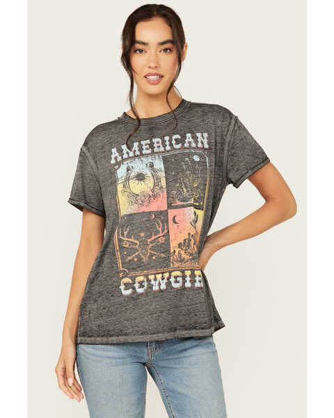 Blended Women's American Cowgirl Short Sleeve Graphic Tee, Black, hi-res
