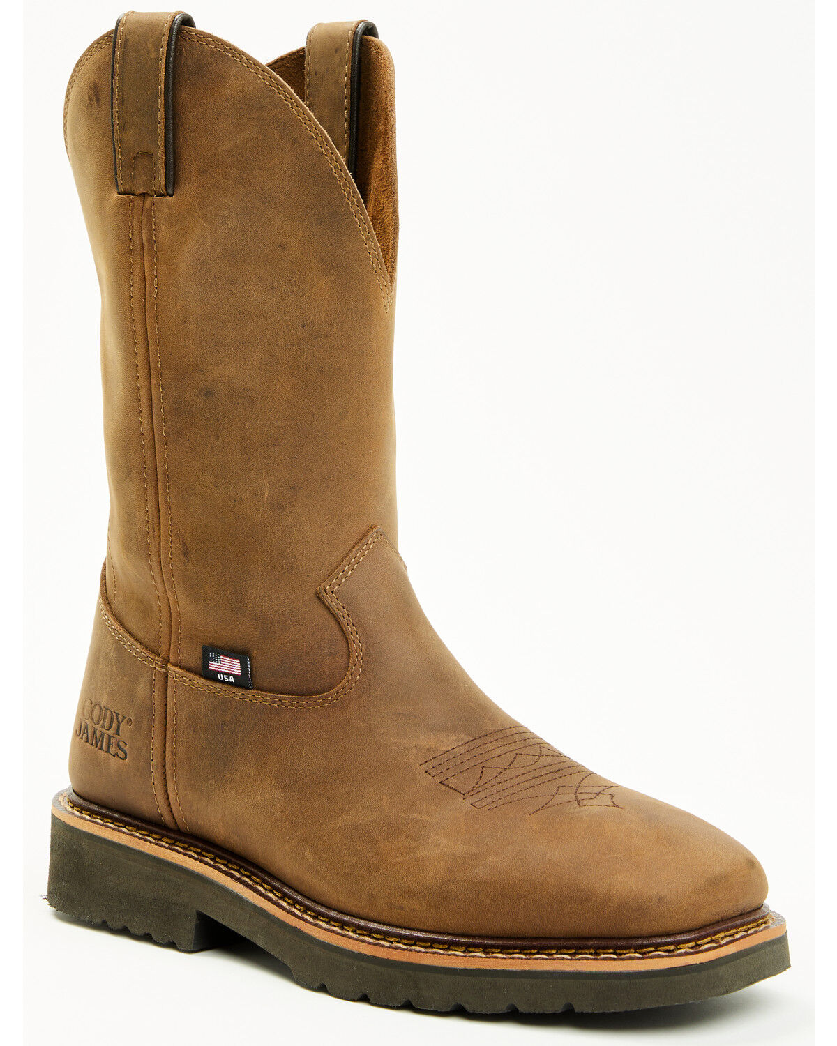 Image #1 - Cody James Men's Pull-On Work Boots - Soft Toe, Brown, hi-res