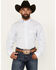 Image #1 - Wrangler X Cody Johnson Men's Striped Print Long Sleeve Button-Down Western Shirt, Blue, hi-res