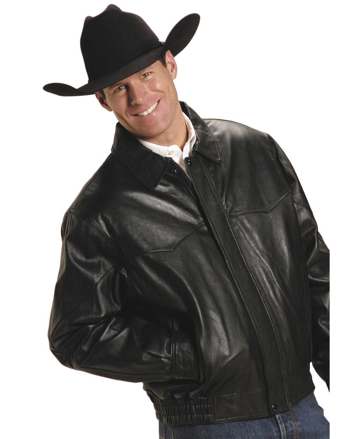 Image #1 - Roper Lamb Nappa Bomber Jacket - Big & Tall, Black, hi-res