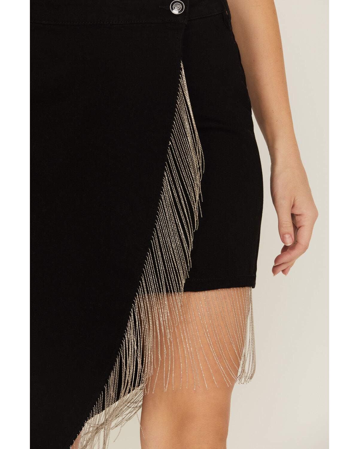Image #2 - Rock & Roll Denim Women's Rhinestone Fringe Mini Skirt, Black, hi-res