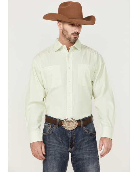 Image #1 - Resistol Men's Long Sleeve Button Down Western Shirt , Sage, hi-res