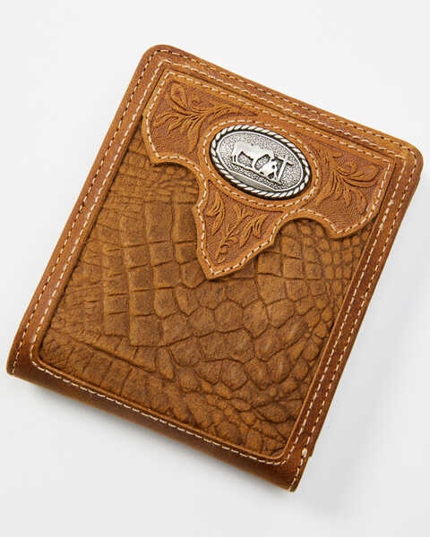 Cody James Men's Crocodile Embossed Bifold Wallet, Brown, hi-res