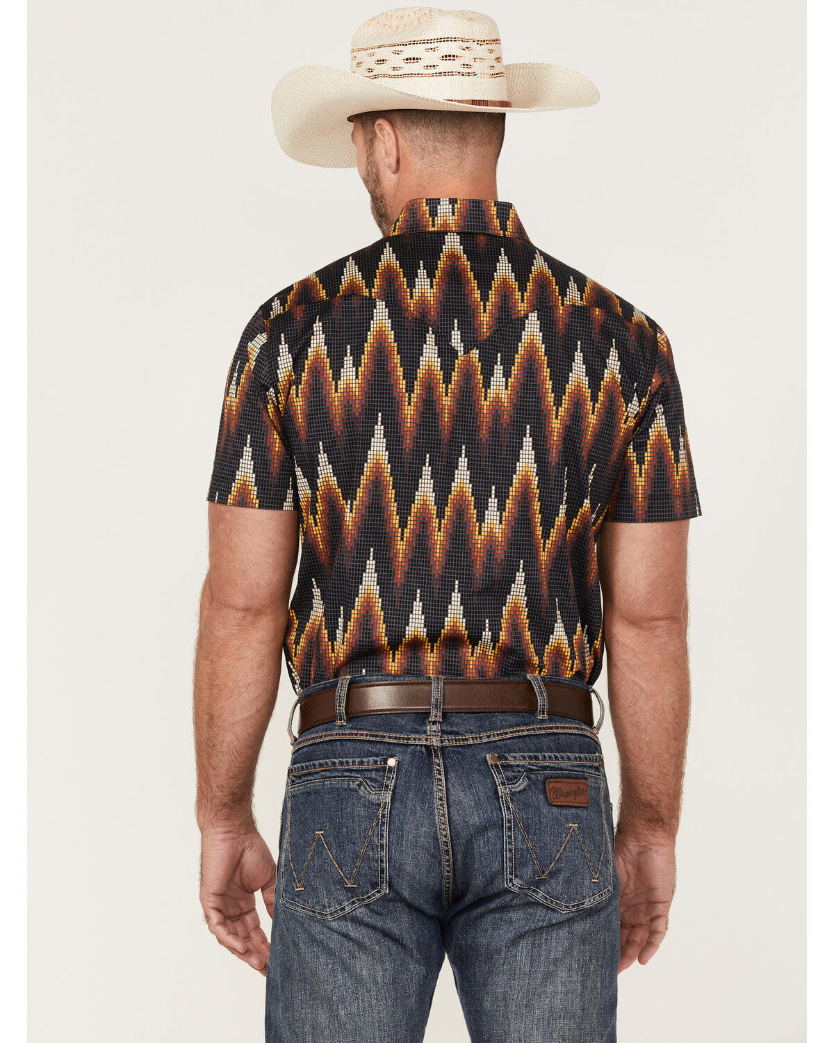 Image #4 - Dale Brisby Men's Digital Print Short Sleeve Snap Western Shirt, Charcoal, hi-res
