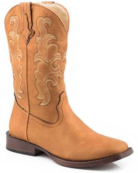 Roper Women's Cowboy Classic Western Boots - Square Toe , Tan, hi-res
