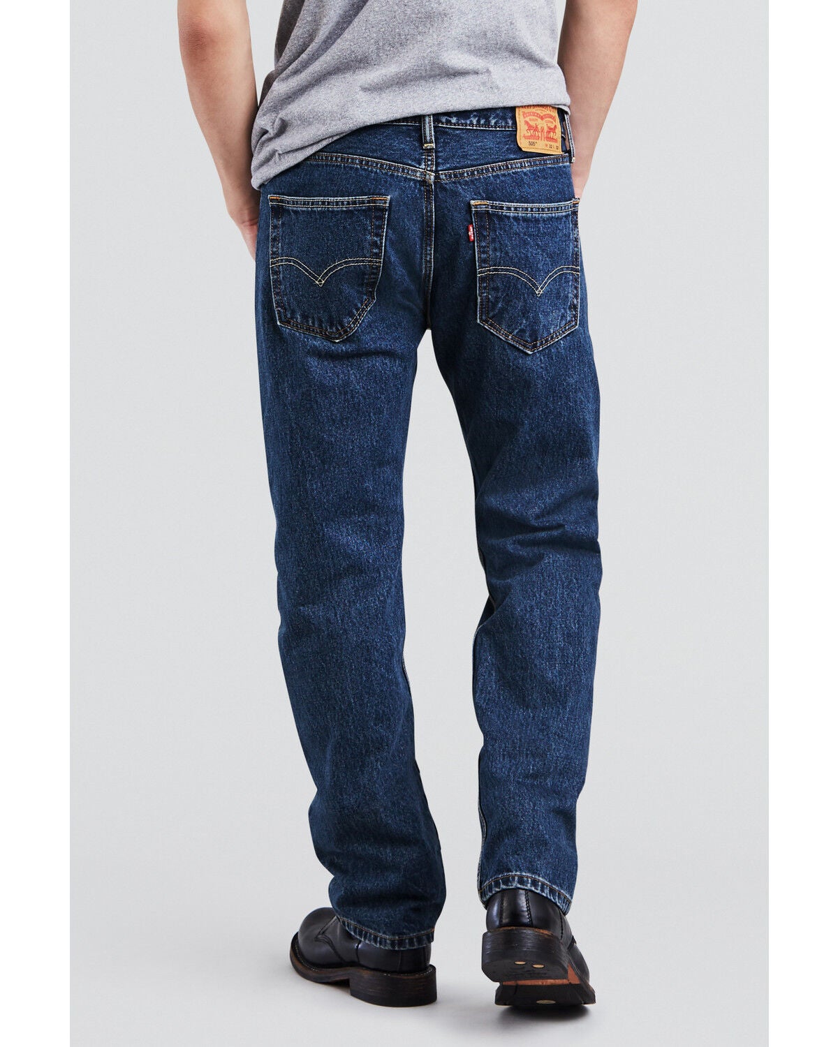 Levis Men's 505 Dark Stonewash Straight Fit Jeans, Indigo, hi-res
