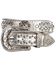 Blazin Roxx Floral Concho & Crystal Metallic Silver Leather Belt, Silver, hi-res