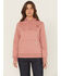 Image #1 - Carhartt Women's Relaxed Fit Midweight Logo Sleeve Graphic Hoodie, Rose, hi-res