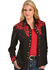 Image #1 - Scully Women's Crimson Floral Embroidered Shirt, Red, hi-res
