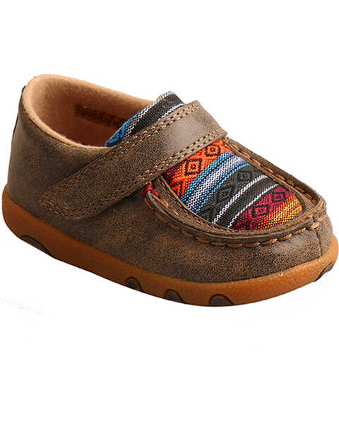Twisted X Toddler Boys' Serape Canvas Driving Moc Shoes , Brown, hi-res