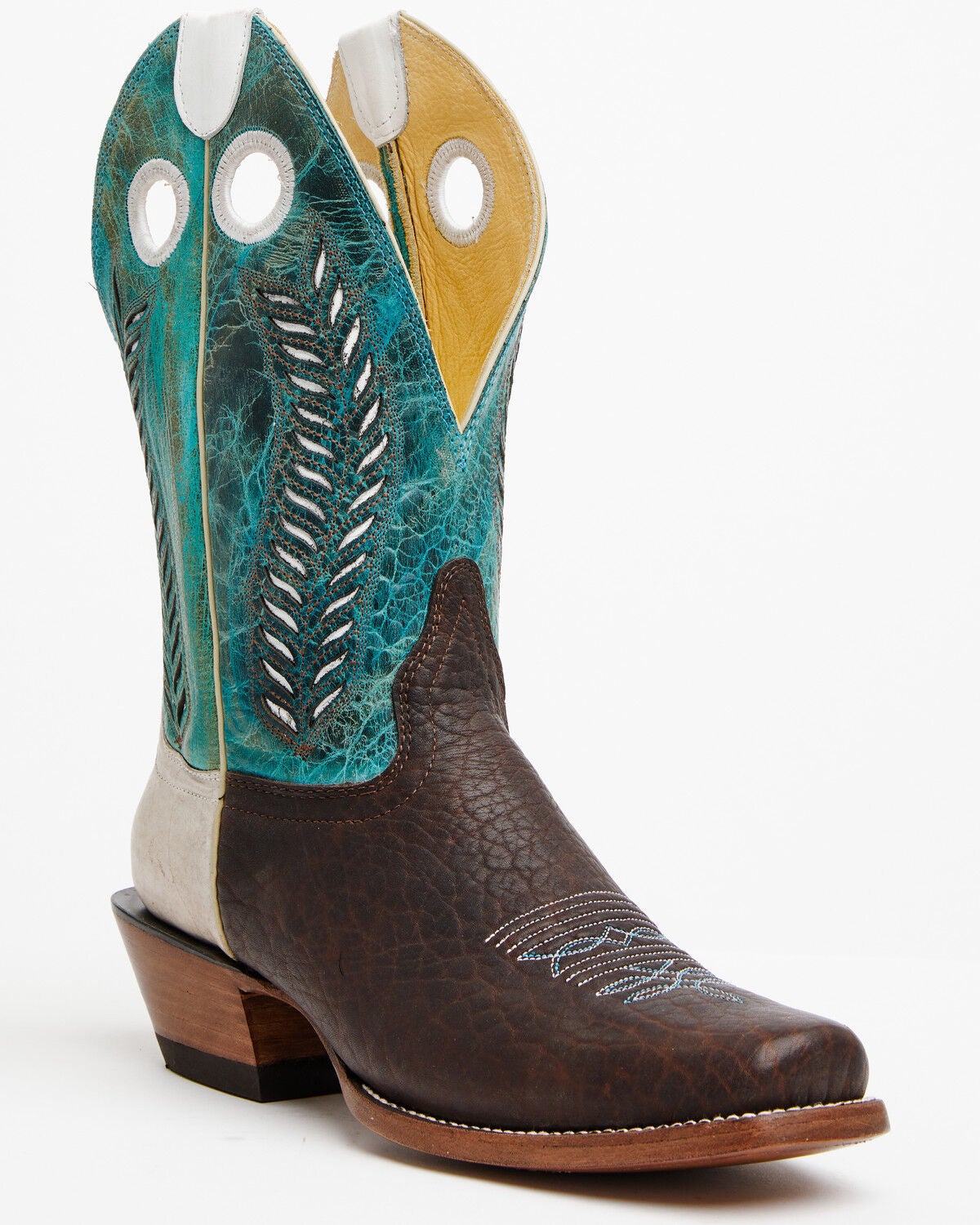 Hondo Boots - Bronc Rider Western Boots - Square Toe, Chocolate, hi-res