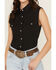 Image #3 - Cowgirl Hardware Women's Solid Sleeveless Rhinestone Snap Western Shirt, Black, hi-res