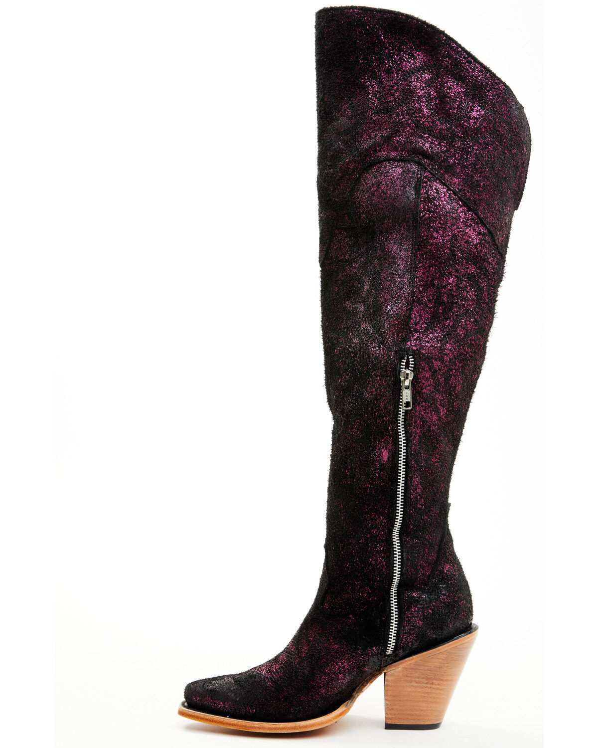 Image #3 - Corral Women's Metallic Tall Western Boots - Snip Toe, Black/purple, hi-res