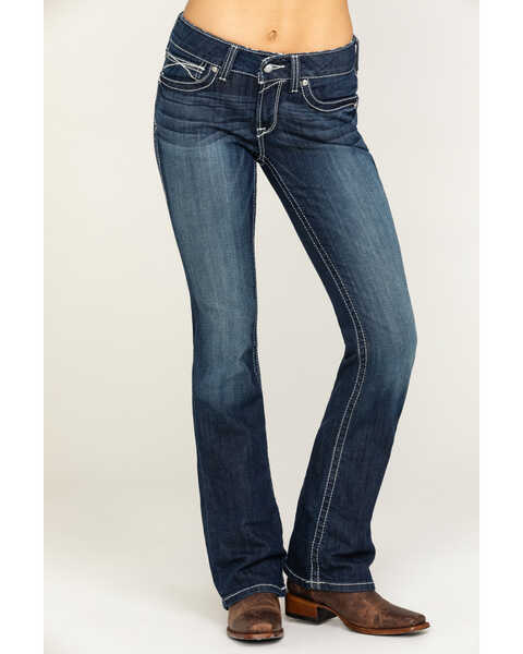 Image #3 - Ariat Women's R.E.A.L. Low Rise Rosy Whipstitch Bootcut Jeans, Blue, hi-res