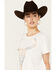 Image #2 - Blended Women's American Flag Steer Head Graphic Tee, Ivory, hi-res