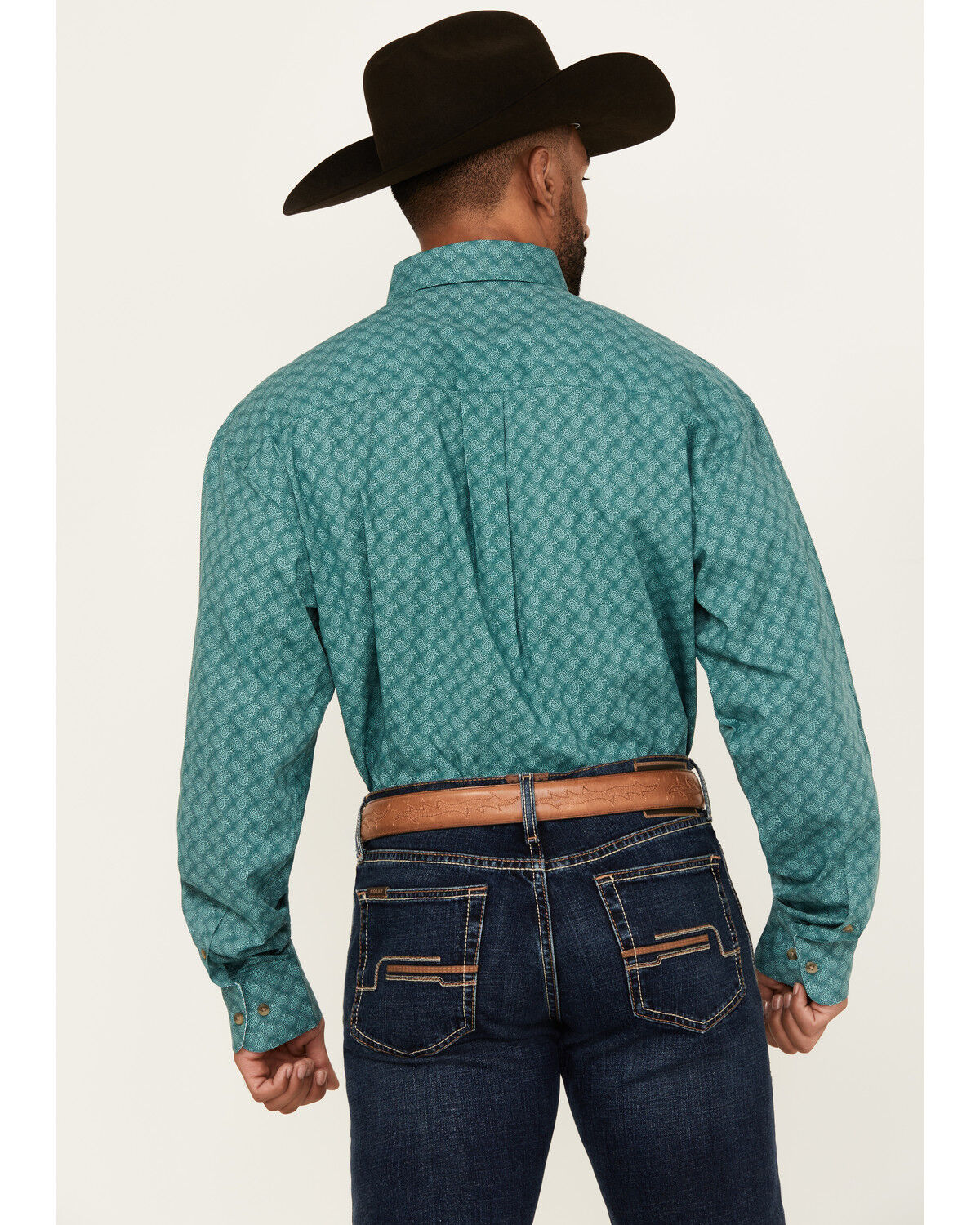 Image #4 - George Strait by Wrangler Men's Paisley Print Long Sleeve Button-Down Stretch Western Shirt - Big, Turquoise, hi-res