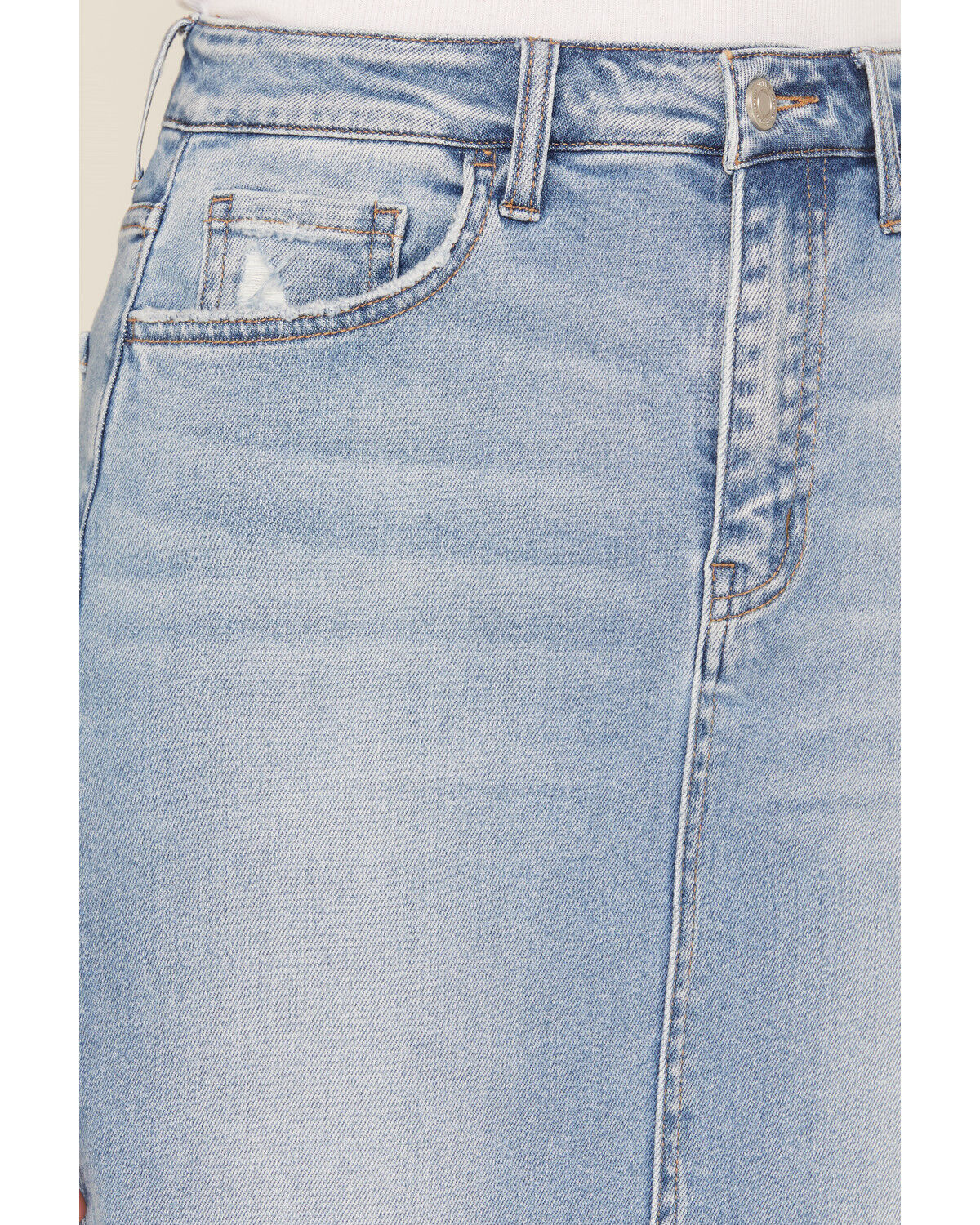Image #2 - Vervet Women's Light Wash Front Slit Denim Midi Skirt, Light Wash, hi-res