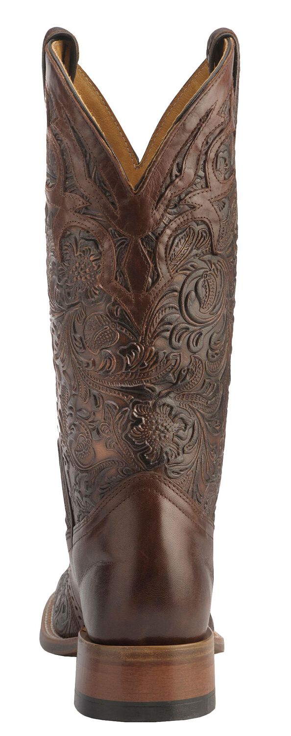 Image #7 - Boulet Women's Hand Tooled Ranger Western Boots - Square Toe, Chestnut, hi-res