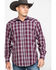 Stetson Men's Cedar Ombre Plaid Long Sleeve Western Shirt , Wine, hi-res