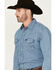 Wrangler Men's Stonewash Denim Long Sleeve Work Shirt, Stonewash, hi-res
