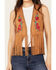 Image #3 - Vocal Women's Embroidered Rose Faux Suede Fringe Vest, Tan, hi-res