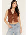Image #1 - Stoosh Women's Faux Suede Tie-Front Vest, Cognac, hi-res
