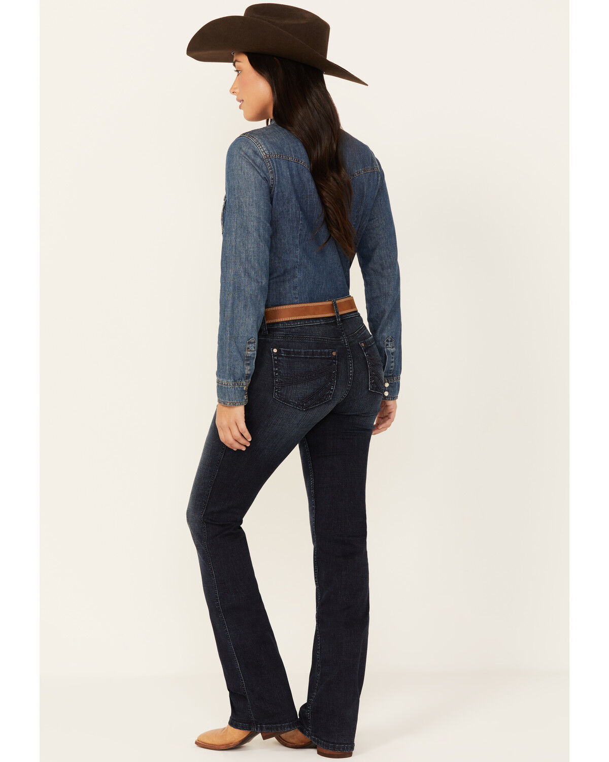 Image #3 - Shyanne Women's Santa Fe Shay Dark Wash Mid Rise Bootcut Riding Jeans, Dark Wash, hi-res