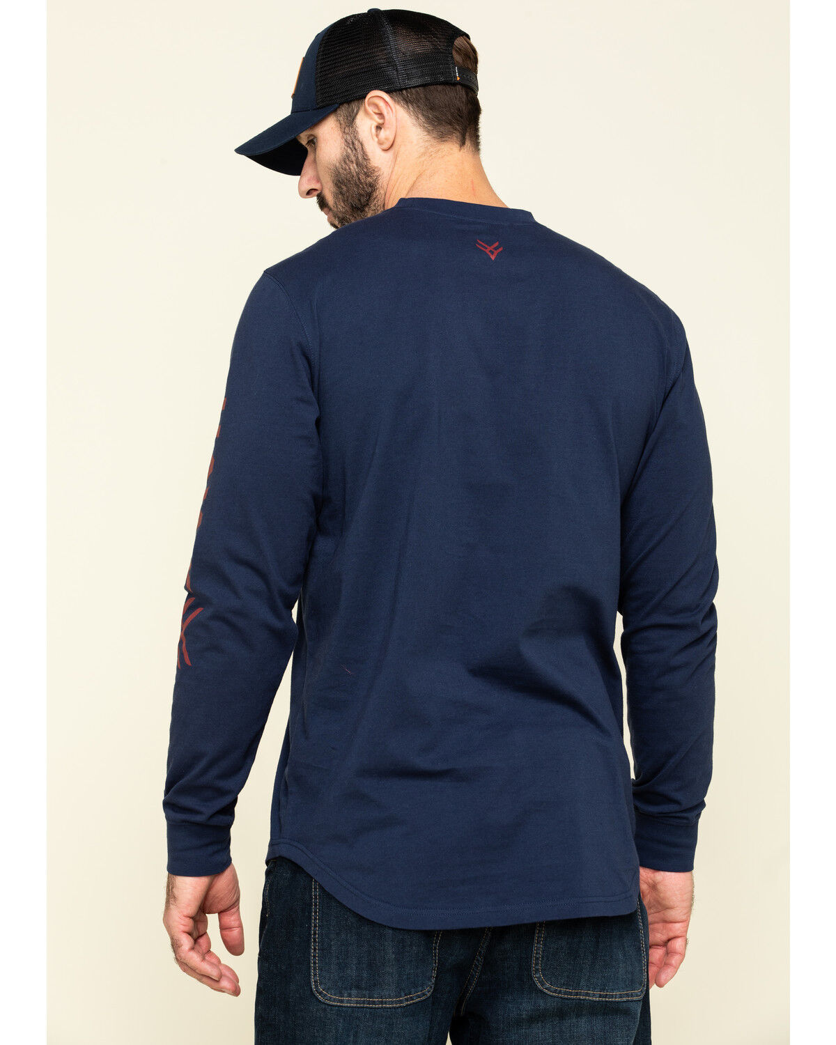 Image #2 - Hawx Men's Navy Sleeve Logo Long Sleeve Work T-Shirt - Tall, Navy, hi-res