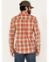 Image #4 - Brothers and Sons Men's Houston Plaid Print Long Sleeve Button Down Western Shirt, Orange, hi-res