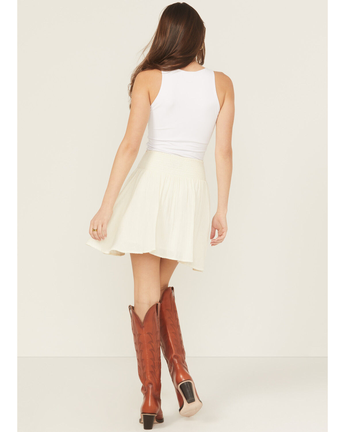 Image #3 - Rock & Roll Denim Women's Boot Stitch Embroidered Mini Skirt, Natural, hi-res