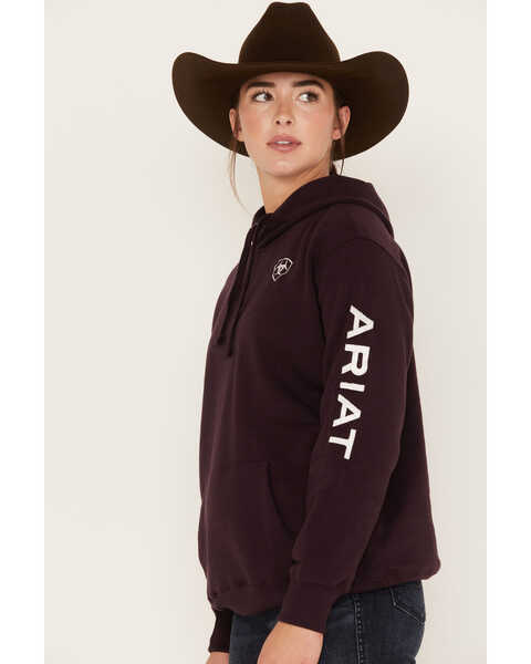 Image #2 - Ariat Women's Boot Barn Exclusive Embroidered Logo Hoodie, Brown, hi-res