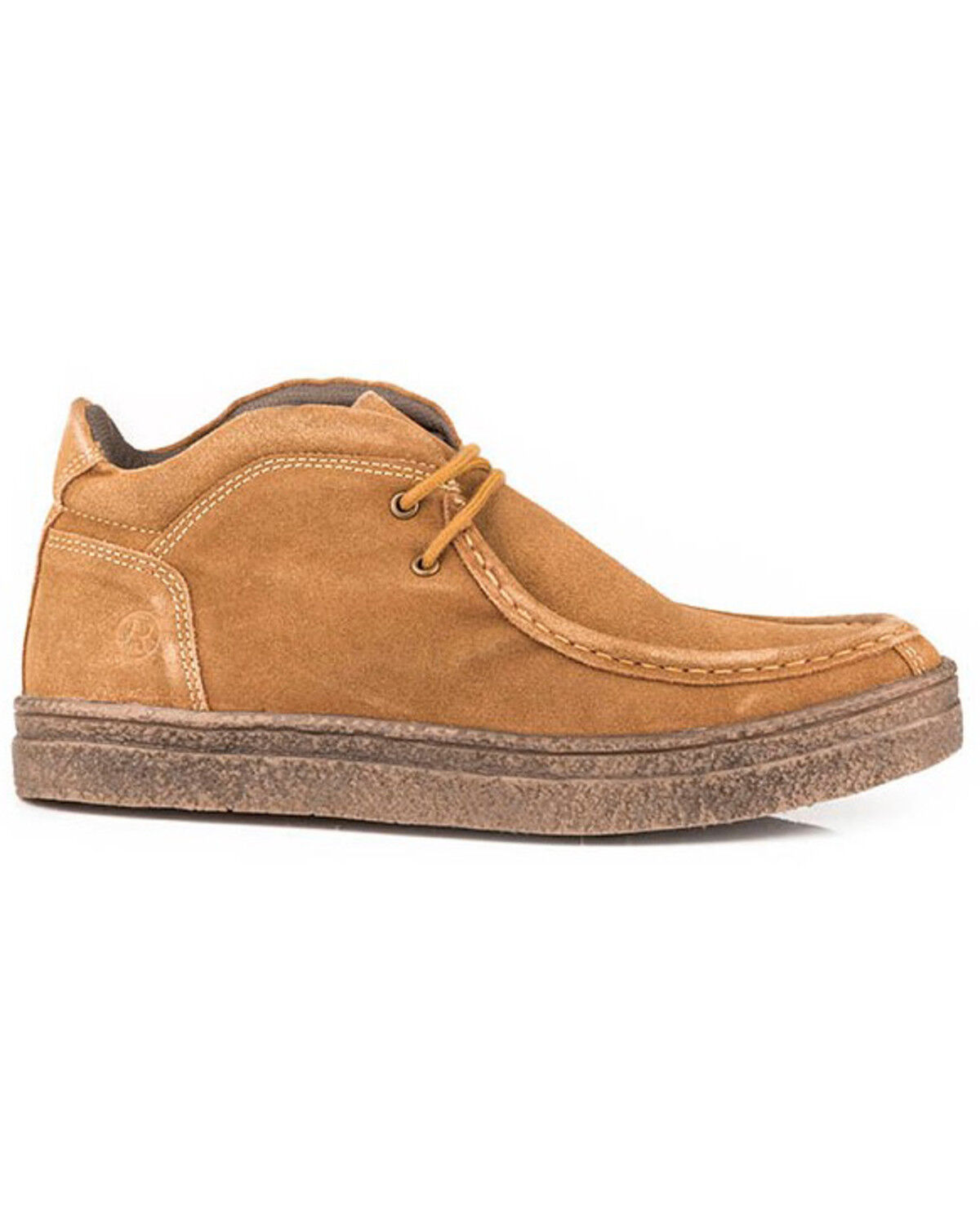 Image #1 - Roper Men's Ryder Embossed TPR Crepe Casual Chukka Shoes - Moc Toe, Tan, hi-res