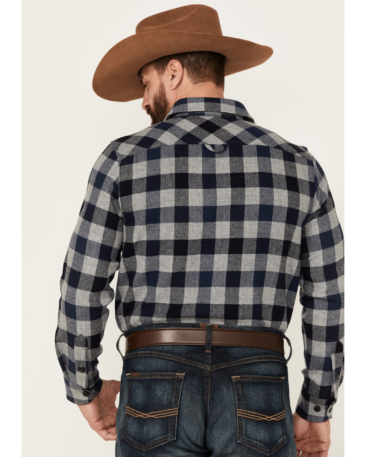 Image #4 - Pendleton Men's Check Plaid Button-Down Long Sleeve Western Flannel Shirt, Blue, hi-res